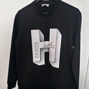 Hermes Mens Black French Terry Pullover